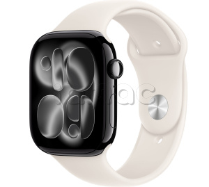 Купить Apple Watch Series 11 // 42мм GPS // Черный глянцевый корпус из алюминия, спортивный ремешок цвета "сияющая звезда"
