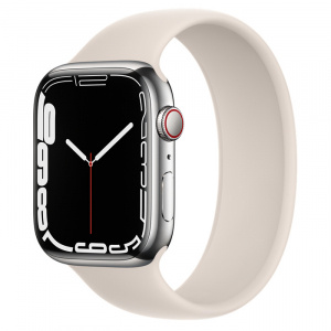 Apple Watch Series 7 // 45мм GPS + Cellular // Корпус из нержавеющей стали серебристого цвета, монобраслет цвета «сияющая звезда»