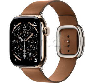 Купить Apple Watch Series 11 // 42мм GPS+Cellular // Корпус из титана золотого цвета, ремешок карамельного цвета с современной пряжкой (Modern Buckle)