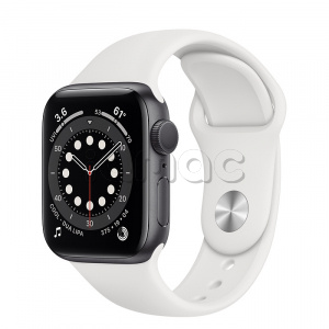 Купить Apple Watch Series 6 // 40мм GPS // Корпус из алюминия цвета «серый космос», спортивный ремешок белого цвета