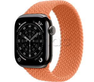 Купить Apple Watch Series 11 // 42мм GPS+Cellular // Корпус из титана сланцевого цвета, плетеный монобраслет цвета "куркума"
