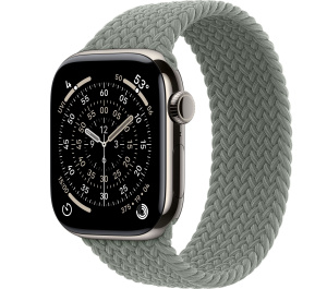Apple Watch Series 11 // 42мм GPS+Cellular // Корпус из титана нейтрального цвета, плетеный монобраслет серо-зеленого цвета