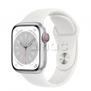 Купить Apple Watch Series 8 // 41мм GPS + Cellular // Корпус из алюминия серебристого цвета, спортивный ремешок белого цвета