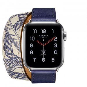 Купить Apple Watch Series 5 Hermès // 40мм GPS + Cellular // Корпус из нержавеющей стали, ремешок Double Tour из кожи Swift цвета Encre/Béton