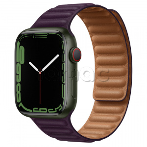 Купить Apple Watch Series 7 // 45мм GPS + Cellular // Корпус из алюминия зеленого цвета, кожаный браслет цвета «тёмная вишня», размер ремешка S/M