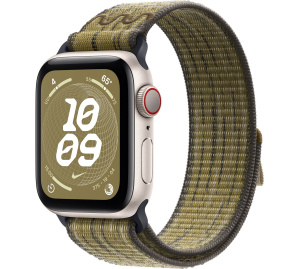 Apple Watch SE // 40мм GPS+Cellular // Корпус из алюминия цвета «сияющая звезда», спортивный браслет Nike цвета «Зеленый/серый» (2024)