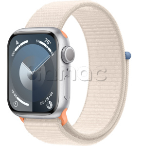 Купить Apple Watch Series 9 // 41мм GPS // Корпус из алюминия серебристого цвета, спортивный браслет цвета "сияющая звезда"
