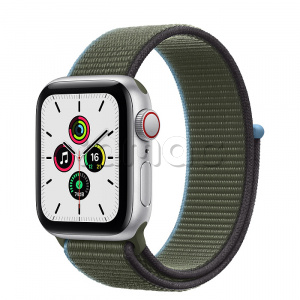 Купить Apple Watch SE // 40мм GPS + Cellular // Корпус из алюминия серебристого цвета, cпортивный браслет цвета «Зелёные холмы» (2020)