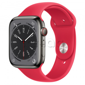 Купить Apple Watch Series 8 // 45мм GPS + Cellular // Корпус из нержавеющей стали графитового цвета, спортивный ремешок цвета (PRODUCT)RED