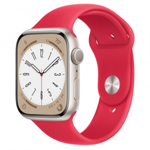Apple Watch Series 8 // 45мм GPS // Корпус из алюминия цвета "сияющая звезда", спортивный ремешок цвета (PRODUCT)RED