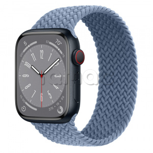 Купить Apple Watch Series 8 // 45мм GPS + Cellular // Корпус из алюминия цвета "темная ночь", плетёный монобраслет сланцево-синего цвета