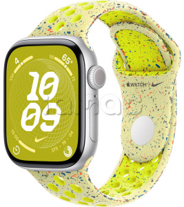 Купить Apple Watch Series 10 // 46мм GPS (Custom) Корпус из алюминия серебристого цвета, спортивный ремешок Nike цвета "Электрическая вспышка"