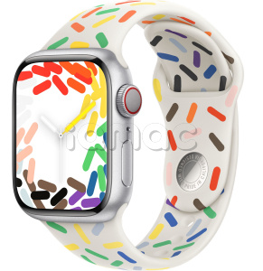 Купить Apple Watch Series 9 // 41мм GPS+Cellular // Корпус из алюминия серебристого цвета, спортивный ремешок цвета Pride Edition