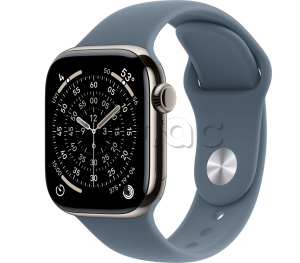 Купить Apple Watch Series 11 // 42мм GPS+Cellular // Корпус из титана натурального цвета, спортивный ремешок цвета "якорный синий"