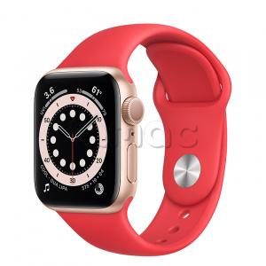 Купить Apple Watch Series 6 // 40мм GPS // Корпус из алюминия золотого цвета, спортивный ремешок цвета (PRODUCT)RED