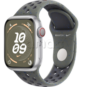 Купить Apple Watch Series 9 // 41мм GPS+Cellular // Корпус из алюминия серебристого цвета, спортивный ремешок Nike цвета "карго хаки"