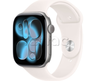 Купить Apple Watch Series 11 // 42мм GPS // Корпус из алюминия цвета "серый космос", спортивный ремешок цвета "светлые румяна"