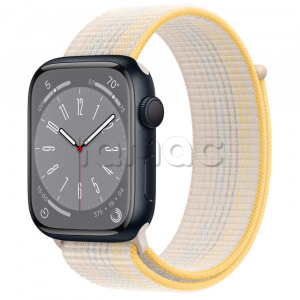 Купить Apple Watch Series 8 // 45мм GPS // Корпус из алюминия цвета "темная ночь", спортивный браслет цвета "сияющая звезда"