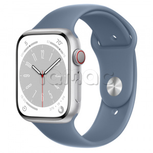 Купить Apple Watch Series 8 // 45мм GPS + Cellular // Корпус из алюминия серебристого цвета, спортивный ремешок сланцево-синего цвета