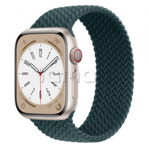 Купить Apple Watch Series 8 // 45мм GPS + Cellular // Корпус из алюминия цвета "сияющая звезда", плетёный монобраслет цвета "тропический лес"