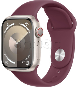 Купить Apple Watch Series 9 // 45мм GPS+Cellular // Корпус из алюминия цвета "сияющая звезда", спортивный ремешок цвета "шелковица"