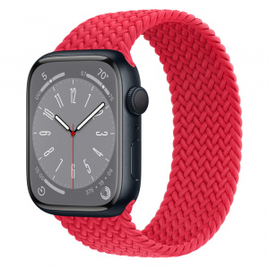 Apple Watch Series 8 // 45мм GPS // Корпус из алюминия цвета "темная ночь", плетёный монобраслет цвета (PRODUCT)RED
