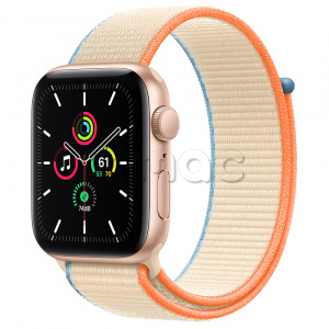 Купить Apple Watch SE // 44мм GPS // Корпус из алюминия золотого цвета, спортивный браслет кремового цвета (2020)