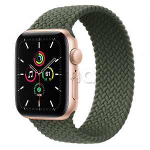 Купить Apple Watch SE // 44мм GPS // Корпус из алюминия золотого цвета, плетёный монобраслет цвета «Зелёные холмы» (2020)