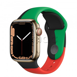 Купить Apple Watch Series 7 // 41мм GPS + Cellular // Корпус из нержавеющей стали золотого цвета, спортивный ремешок цвета «Black Unity»