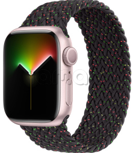 Купить Apple Watch Series 9 // 45мм GPS // Корпус из алюминия розового цвета, плетёный монобраслет цвета Black Unity