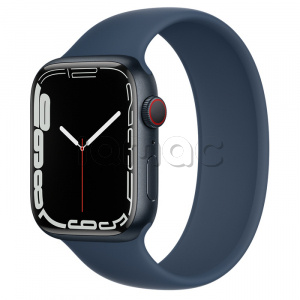 Купить Apple Watch Series 7 // 45мм GPS + Cellular // Корпус из алюминия цвета «тёмная ночь», монобраслет цвета «синий омут»