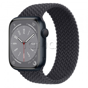 Купить Apple Watch Series 8 // 45мм GPS // Корпус из алюминия цвета "темная ночь", плетёный монобраслет цвета "темная ночь"