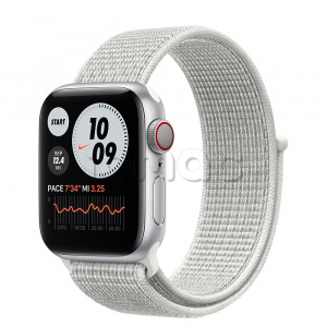 Купить Apple Watch Series 6 // 40мм GPS + Cellular // Корпус из алюминия серебристого цвета, спортивный браслет Nike цвета «Снежная вершина»