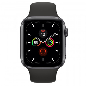 Купить Apple Watch Series 5 // 44мм GPS + Cellular // Корпус из алюминия цвета «серый космос», спортивный ремешок черного цвета