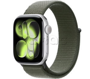 Купить Apple Watch Series 11 // 42мм GPS // Корпус из алюминия серебристого цвета, спортивный браслет цвета "зеленый лес"