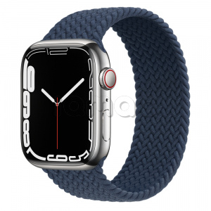 Купить Apple Watch Series 7 // 45мм GPS + Cellular // Корпус из нержавеющей стали серебристого цвета, плетёный монобраслет цвета «синий омут»