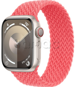 Купить Apple Watch Series 9 // 45мм GPS+Cellular // Корпус из алюминия цвета "сияющая звезда", плетёный монобраслет цвета "розовая гуава"