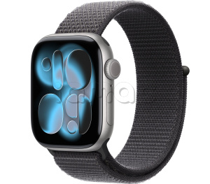 Купить Apple Watch Series 11 // 42мм GPS // Корпус из алюминия цвета "серый космос", спортивный браслет темно-серого цвета