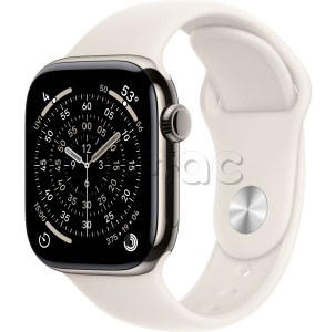 Купить Apple Watch Series 11 // 46мм GPS+Cellular // Корпус из титана натурального цвета, спортивный ремешок цвета "сияющая звезда"