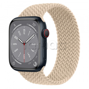 Купить Apple Watch Series 8 // 45мм GPS + Cellular // Корпус из алюминия цвета "темная ночь", плетёный монобраслет бежевого цвета