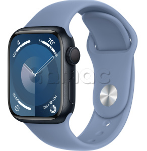 Купить Apple Watch Series 9 // 41мм GPS // Корпус из алюминия цвета "темная ночь", спортивный ремешок цвета "синяя зима"
