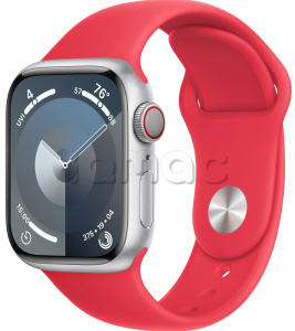 Купить Apple Watch Series 9 // 45мм GPS+Cellular // Корпус из алюминия серебристого цвета, спортивный ремешок цвета (PRODUCT)RED