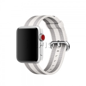 38/40мм Ремешок из плетёного нейлона белого/серого цвета (в полоску) для Apple Watch