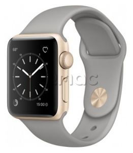 Купить Apple Watch Series 2 38мм Корпус из золотистого алюминия, спортивный ремешок цвета «серый камень» (MNP22)