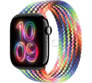 Купить Apple Watch Series 11 // 42мм GPS // Черный глянцевый корпус из алюминия, плетеный монобраслет цвета Pride Edition