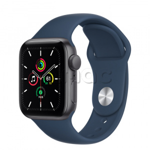 Купить Apple Watch SE // 40мм GPS // Корпус из алюминия цвета «серый космос», спортивный ремешок цвета «Синий омут» (2020)