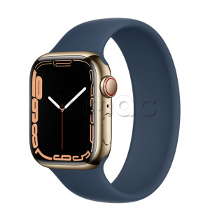 Купить Apple Watch Series 7 // 41мм GPS + Cellular // Корпус из нержавеющей стали золотого цвета, монобраслет цвета «синий омут»