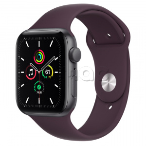 Купить Apple Watch SE // 44мм GPS // Корпус из алюминия цвета «серый космос», спортивный ремешок цвета «Тёмная вишня» (2020)