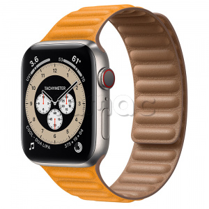 Купить Apple Watch Series 6 // 44мм GPS + Cellular // Корпус из титана, кожаный браслет цвета «Золотой апельсин», размер ремешка M/L