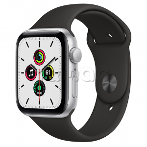 Купить Apple Watch SE // 44мм GPS // Корпус из алюминия серебристого цвета, спортивный ремешок цвета «Тёмная ночь»